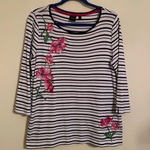 rafaella black and white striped long sleeve top